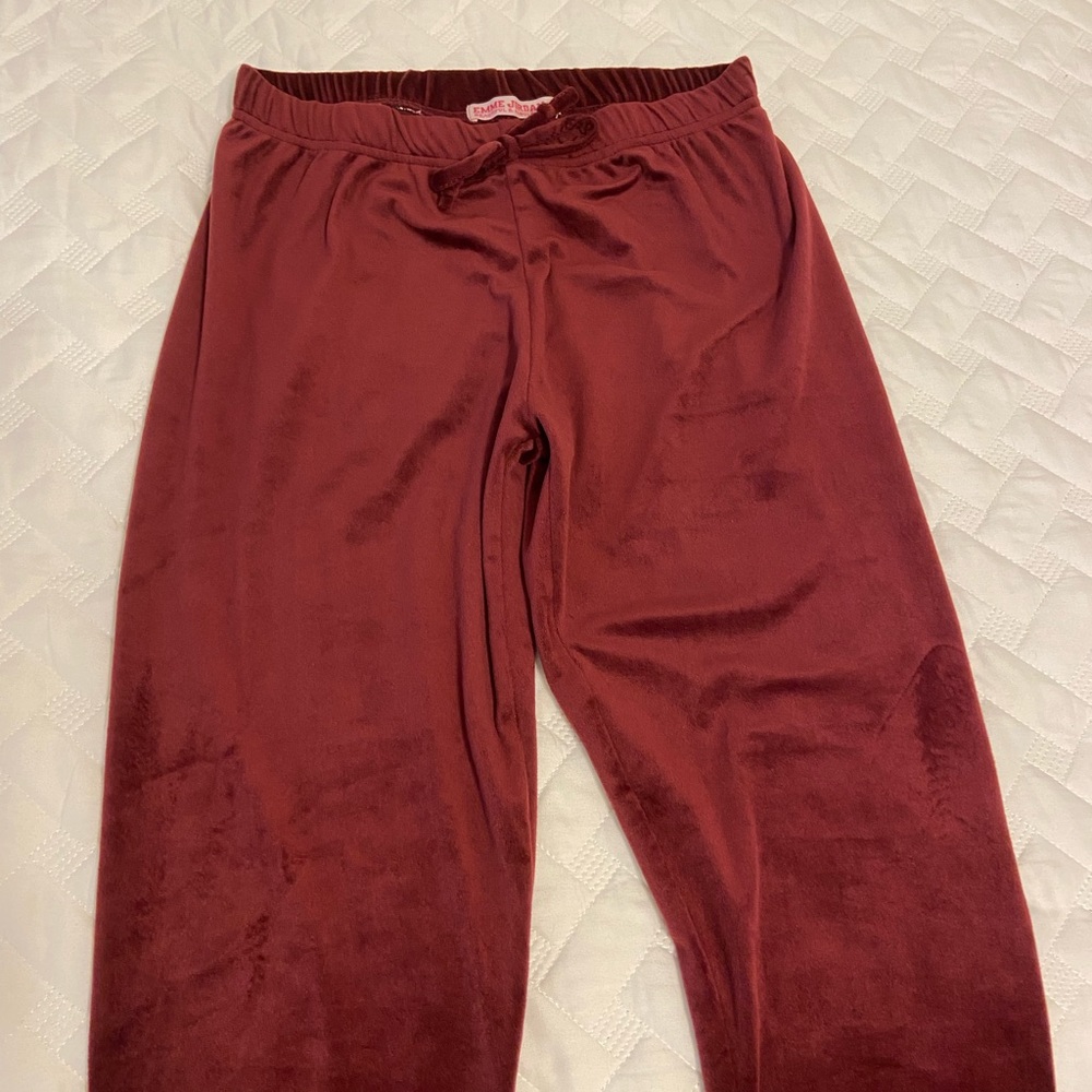 Velvet Joggers in Deep Red